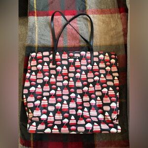 Kate Spade Black and Pink Cake/Cupcake Pattern Tote